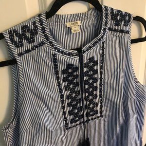 JCrew Factory embroidered, striped shirt